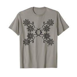 Vintage Inspired Flower Botanical Floral Graphic Design T-Shirt