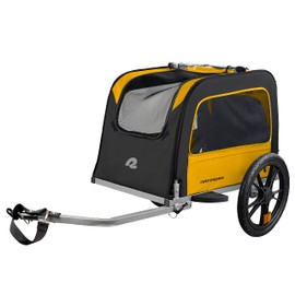Retrospec Rover Hauler Pet Bike Trailer - Small & Medium Sized Dogs Bicycle Carrier - Foldable Frame with 16 Inch Wheels - Non-Slip Floor & Internal Leash - Sun, One Size