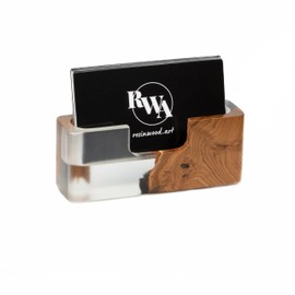 SMART - Best Business Card Holder, Unique Wooden Slim Display Card Holder for Office, Compact Desk Organizer, Home Desk Organizer and Accessory (Breeze transparent)