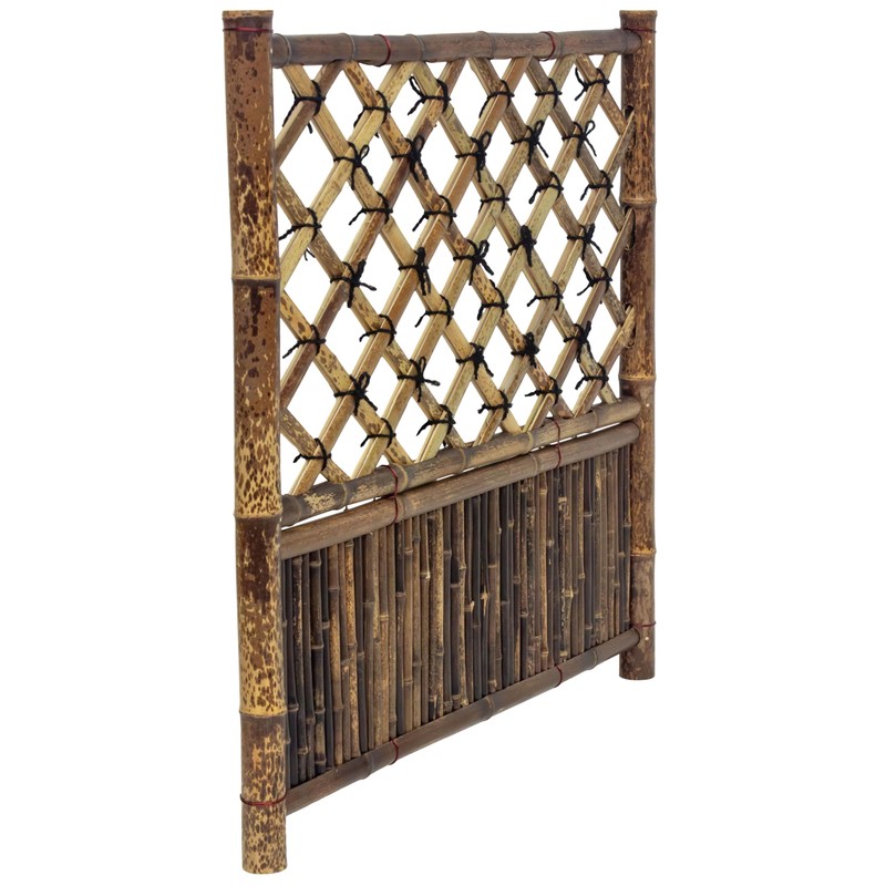 Red Lantern Hoshi Zen Garden Fence Panel - Burnt Bamboo
