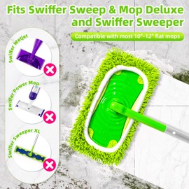 Reusable Dry Sweeping Cloths Microfiber Wet Pads Refill Compatible with Swiffer Sweeper Mop Replacement Sweeping Mopping Pad Refills for Use on All Sealed Floors - Stone, Hardwood, Laminate & Tile