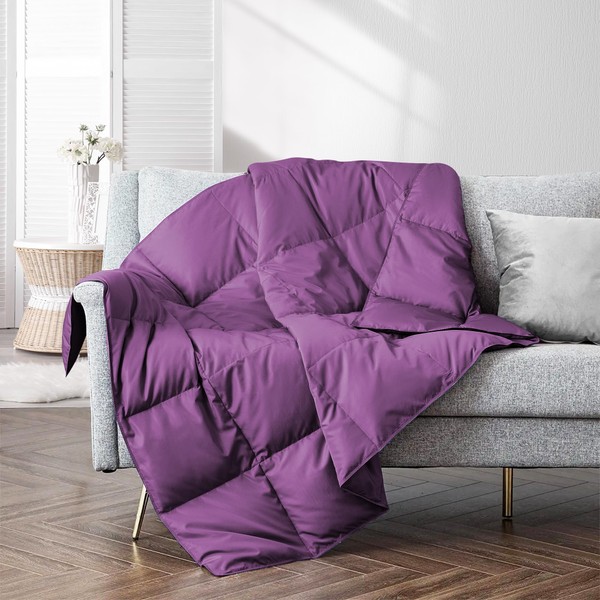 puredown® Lightweight Packable Couch Throw Soft Feather Down Throw Blanket