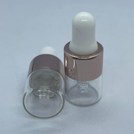 2 Pcs of 1ml Dropper Bottle, Bottles with Dropper, glass dropper bottle, Clear Liquid Container for Essential Oils, Perfume (Transparent 1ml)