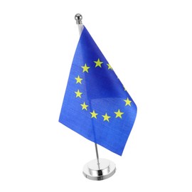 jojofuny European Union Desk Flag with Stand Base Elegant Table Decoration for Office Classroom and Holiday Home Decor National Flag for Festive Cheer