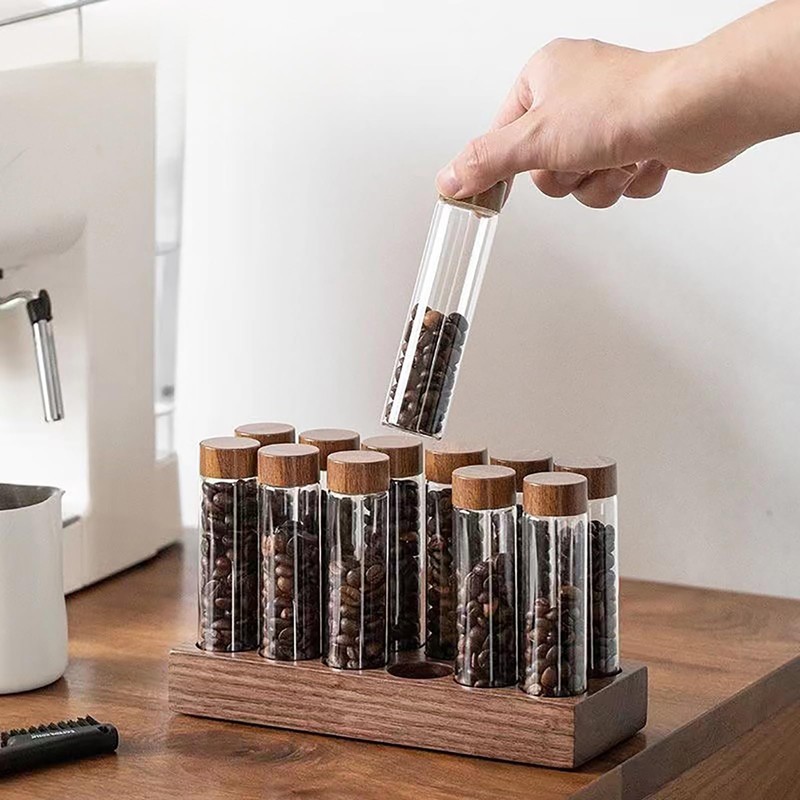TREELF Coffee Bean Storage,Coffee Storage Container with Walnut Solid Wood