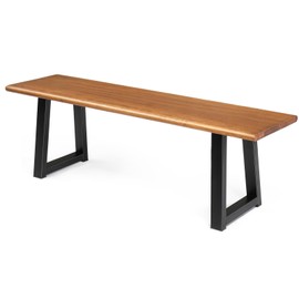 VINGLI Outdoor Bench with Metal Legs Rustic, Wood Dining Bench Indoor Outdoor Porch Bench for Yard Garden Dining (57in)