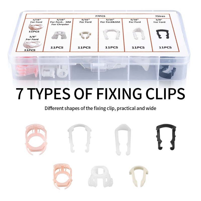 77 Pcs Fuel Line Retainer Clip Assortment Kit - Car
