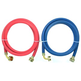 Washing Machine Hose Rubber with 90 Degree Elbow, 6 FT Burst Proof Red and Blue Color Coded Water Connection Inlet Supply Lines,2 Pack