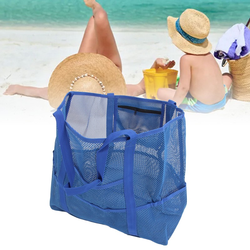 Mesh Beach Bag with 8 Pockets Waterproof Large Capacity Portable