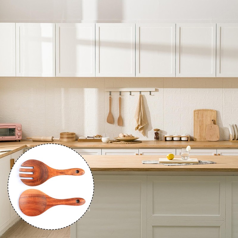 Tabanzhe 2 PCS Wooden Salad Servers,Natural and Environmentally Friendly Salad