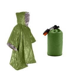 Yoowish Emergency Blankets Ponchos,Aluminum film reflection Reusable Emergency Survival Raincoat for Outdoors, Hiking, Camping (100 * 120cmGreen)