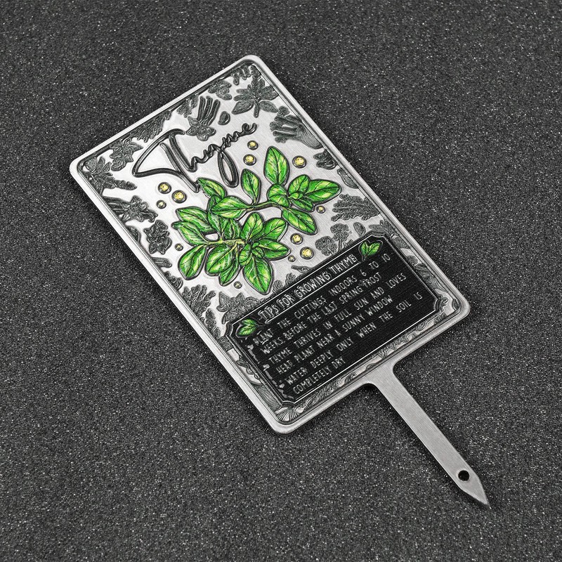 KADAX Signs for herbs, silver metal herb plugs, plant signs,