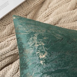 MIULEE Velvet Cushion Covers Decorative Square Fabulous French Throw Pillow Covers Pillowcases for Livingroom Sofa Bedroom with Gorgeous Foil Dark Green 20x20 Inch 2 Pieces