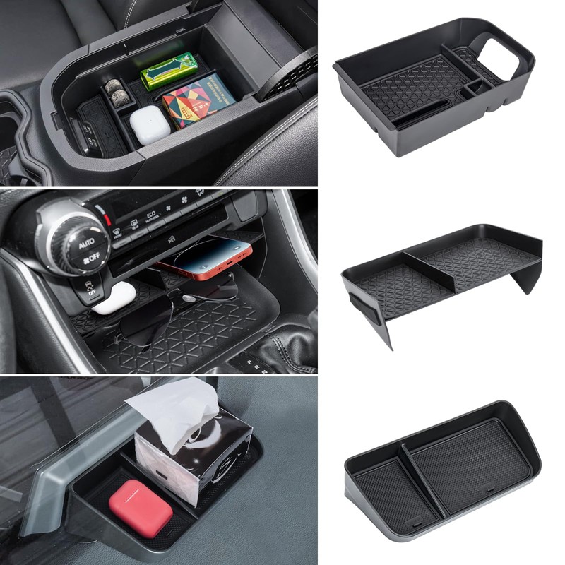 Neepiar 3PCS Center Console Organizer Tray and Armrest Storage Box