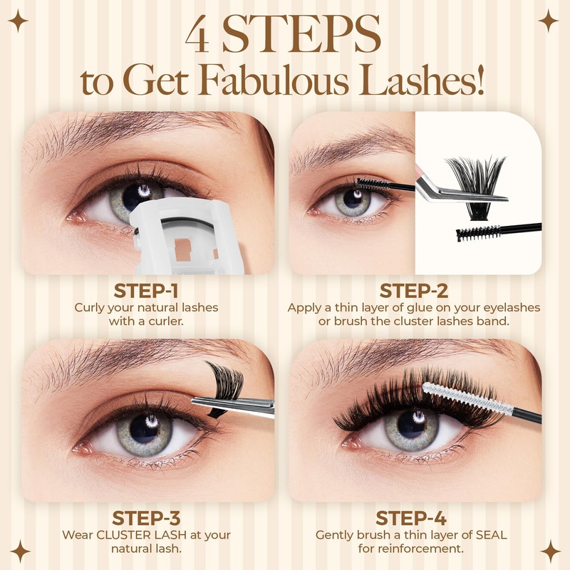 LASHVIEW Lash Clusters, Fluffy Cluster Lashes 9-18mm MIX Volume Lashes