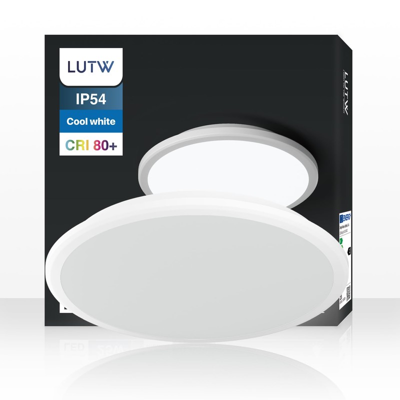 LUTW LED Ceiling Light 24W, Round Flush Ceiling Light 6500K