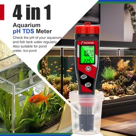 UIUZMAR UIUZMAR Water pH TDS Meter Pen, pH EC Meter Hydroponic, Test the pH TDS Value of Aquarium, 4 in 1 pH/EC/TDS/Temp Meter Digital Water Tester for Drinking Water, Pond Water, Hot Tub, Swimming Pool