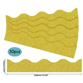 KOSTOO 32.5 Ft Shine Scalloped Bulletin Board Borders, Classroom Borders Stickers for Bulletin Board, White Board, Cork Board, Locker and Classroom Decoration Strips (Gold)