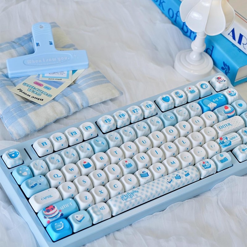 mintcaps Keycaps - 140keys Cute Keyboard Keycap PBT Blue Keycaps