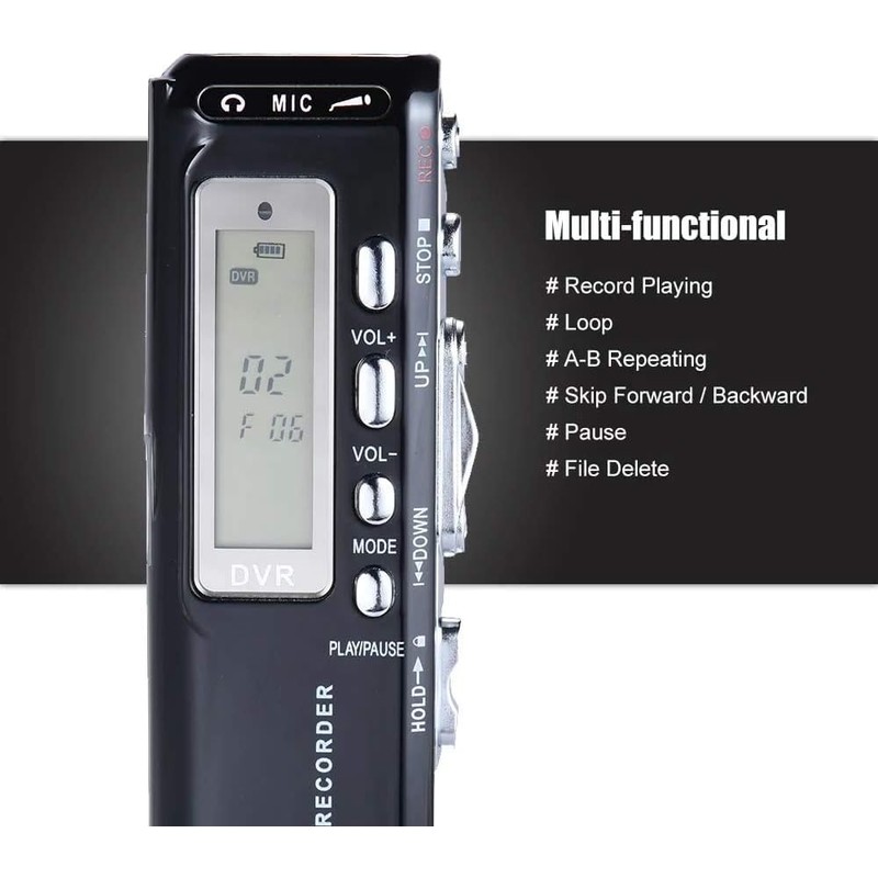 SQUADO - Audio Voice Recorder with LCD Display, Compact and
