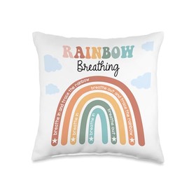 Rainbow Breathing Calming Corner Pillow, Classroom Calm Down Throw Pillow