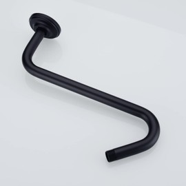 TRUSTMI Matte Black S-Shaped Shower Arm with Flange 12 Inch High Rise, Wall Mount Angled Shower Head Extension Arm, Stainless Steel