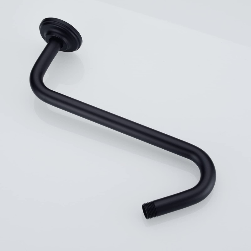 TRUSTMI Matte Black S-Shaped Shower Arm with Flange 12 Inch
