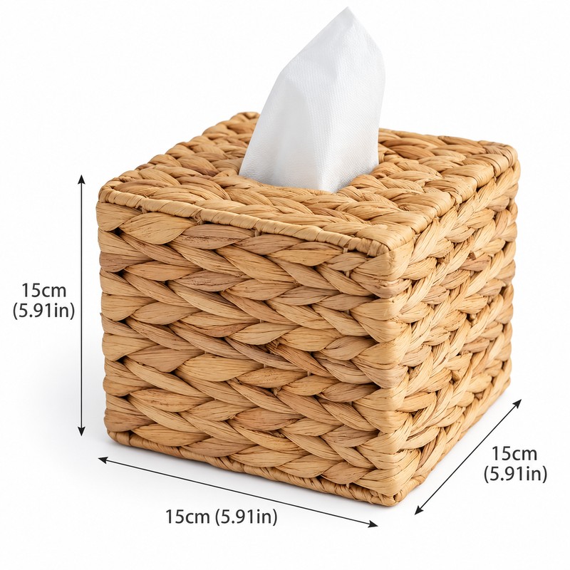 Woven Tissue Box Cover for Home Decor – Natural Basket-Weave