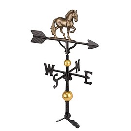 Montague Metal Products - Aluminum Deluxe 3D Horse Weathervane - Wind Vane Roof Metal Decor - Mount Included (4 to Choose from) - Hand Cast Aluminum (Aged Bronze)