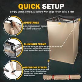 Instant Setup Camping Shower Tent Awning - Ideal for Jeep,for Toyota & for Most 4x4 Vehicles - 300D Ripstop Fabric, Aluminum Alloy Frame - for Camping, Off-Roading, Boating, Fishing & Road Trips