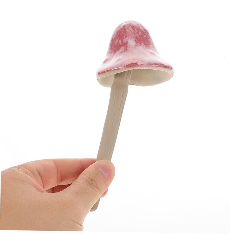 Mipcase 3pcs Ceramic Mushroom Lawn Decor Gradient Outdoor Mushroom Ornament