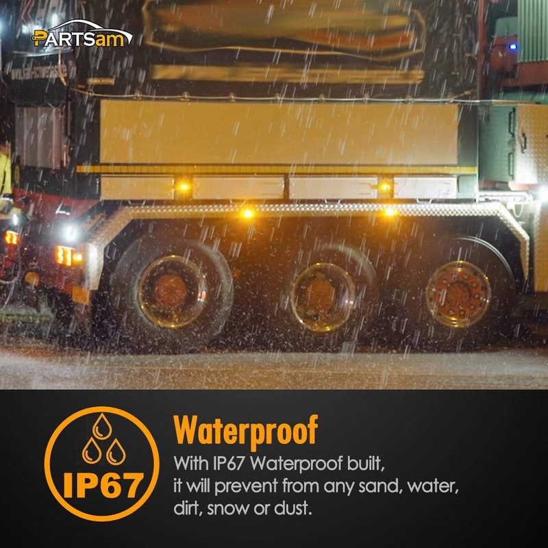 Partsam 14x Red/Amber Double Bullseye led Light Side Marker Clearance