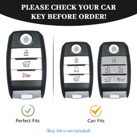 OFF WE GO for Kia Key Fob Cover, Soft TPU Protection Key Fob Case Compatible with Kia Optima Forte Koup NIRO Rio Sorento Soul Sportage Smart Remote Keyless Shell Accessories (Gold Blue)