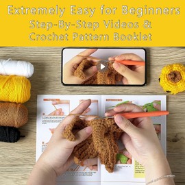 Needhao Beginner Crochet Kit for Adults and Kids,Easy Crochet Starter Kits with Step-by-Step Video Tutorials-DIY Knitting kit (Pumpkin Candy Bag)