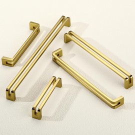 SYZOW 6 Pack Gold Cabinet Pulls 128mm Hole Centers Kitchen Cabinet Handles Zinc Alloy Drawer Pulls