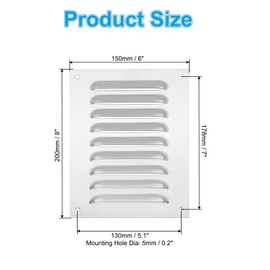 PATIKIL 6 x 8 Inch 304 Stainless Steel Vent Cover, Screen Air Grille Ventilation Cover HVAC Louvered Grill for Home Kitchen Fireplace Bathroom Wall Ceiling, Silver Tone