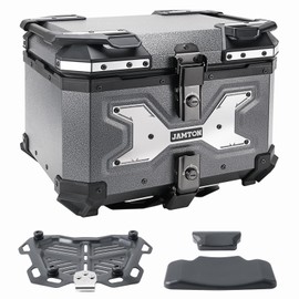 JAMTON 45L Motorcycle Top Case, Aluminum Motorcycle Tail Box Trunk with Universal Base - Anti-scratch gray
