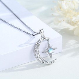 REDSUN Sun Chain 925 Sterling Silver Opal/Moonstone Sun Necklace Gold Pendant Sun Gold-Plated Jewellery for Women Girls Gifts, Sterling Silver