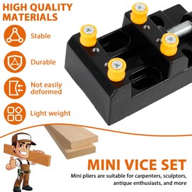 Abizarch Mini Bench Vice Clamp Set Aluminium Alloy Parallel Table Vise Adjustable Mini Vise Clamp Multifunctional Portable Table Clamp for Jewelry Carving Grinding ZHAZHAMO (Black)