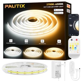 PAUTIX PAUTIX WIFI Smart COB LED Streifen CCT 5M,Abstimmbares Wei? 2700K-6500K COB LED Band,24V LED Streifen Funktioniert mit Alexa/Google Assistent und Netzteil fr Kchenschrank,Zimmer,Fernseher