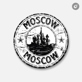 Unbranded Grunge Saint Basil's Moscow Travel | 4'' X 4'' Round Decorative Magnet