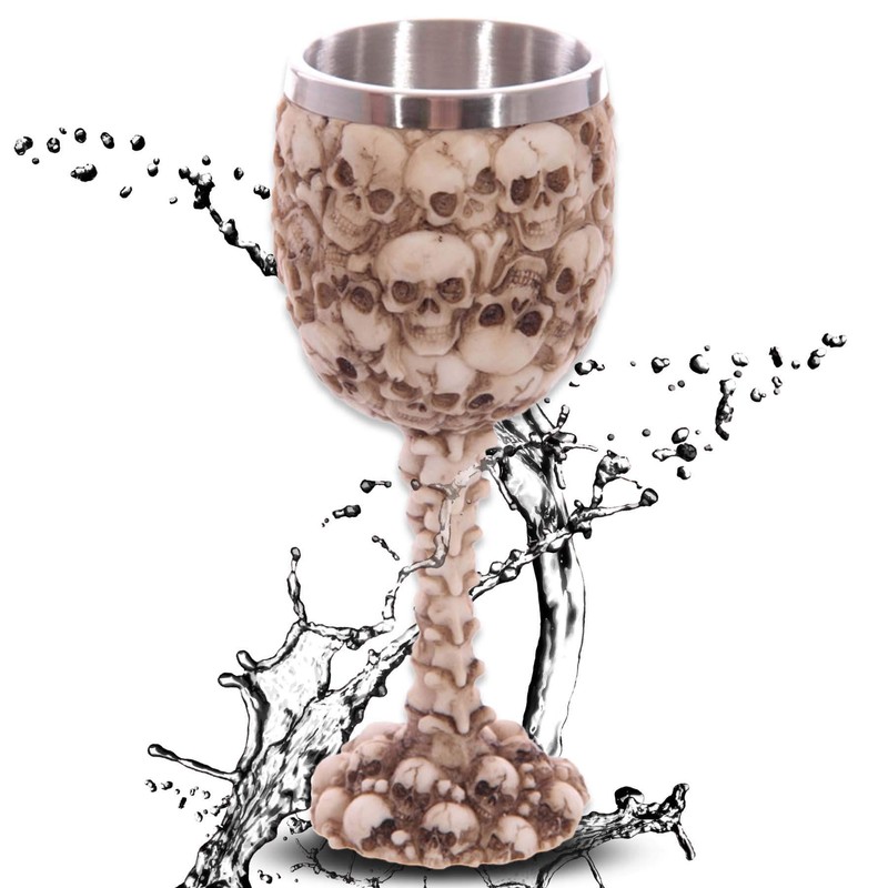 Catacombs Goblet Skull Cup with Spine Handle Decorative Horror Fantasy