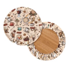 LJMKZJN 2 Pieces Coffee Style Cushion Slipcovers Saddle Seat Covers Pub Chair Slipcovers for Kitchen Pub Dining Room Cafe Furniture Parson Chair Covers Stool Covers Round