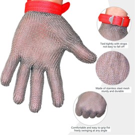 VINAER A9 Chainmail Glove, Cut Resistant Food Grade Stainless Steel Butcher Glove for Cutting Meat Oyster Shucking Fish Filleting Food Processing(M)