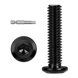 10 PCS 5/16"-18 x 1-1/4" Flat Head Socket Cap Screws Bolts, Flat Round Head Furniture Allen Bolts, Stainless Steel 304, Full Thread, Black Coating, Screwdriver Bit Included