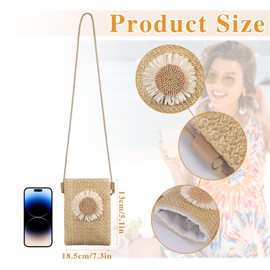 Iridsmole Straw Bag for Women, Straw Crossbody Phone Bag, Beach Bags for Women, Summer Handbags for Womens, Bohemian Crossbody Shoulder Bags for Girls Ladies Holiday Travel Beach Seafront