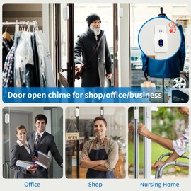 DAYTECH Wireless Door Chime, Door Sensor Chime Window Open Contact Sensor, Volume Adjustable Entry Alert Buzzer for Business Home Security Kids Safety, 1 Transmitter 1 Receiver