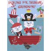 Designer Greetings Cute Pirate Bunnies Holding Treasure Map in Rowboat