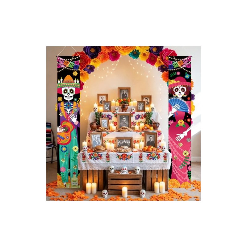 3 fundas para puerta de Día de los Muertos Dia