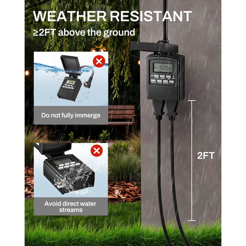 BN-LINK 7 Day Outdoor Heavy Duty Digital Programmable Timer, Outdoor